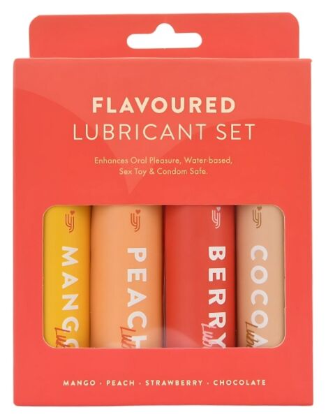 Loving Joy Flavoured Lubricant Set, négy flakon ízesített síkosító, egyenként 30 ml