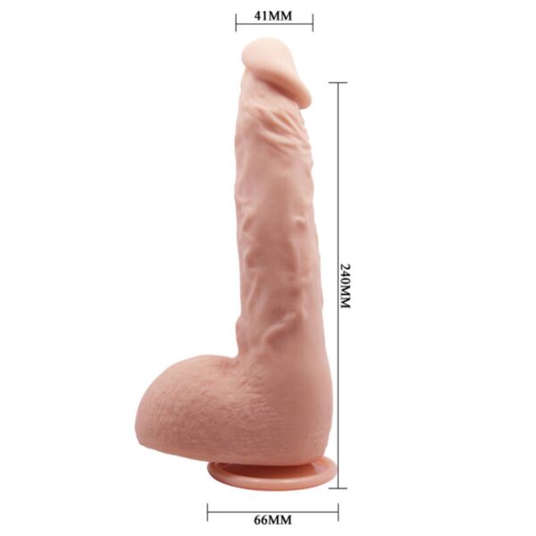 Baile Jason 24 cm valósághű dildó ívelt testtel, herékkel és tapadókoronggal az alján