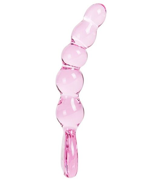 S Pleasures Crystal Aphrodite gyöngyös dildó átlátszó rózsaszínben, szív alakú talppal