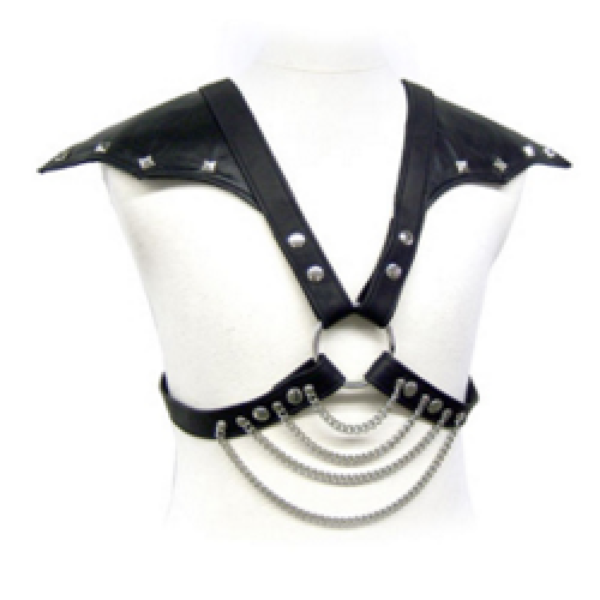 Leather Body férfi BDSM hám állítható pántokkal és fém láncokkal
