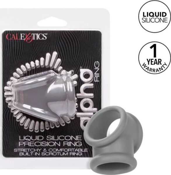 CalExotics Alpha Precision Ring péniszgyűrű, szürke, egybefüggő két gyűrűvel