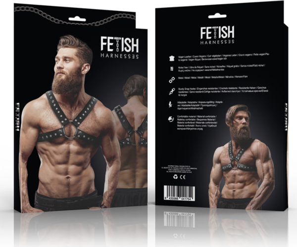 Vegán bőr keresztpántos mellkasi hám Fetish Submissive Attitude, keresztbe futó pántokkal a felsőtesten