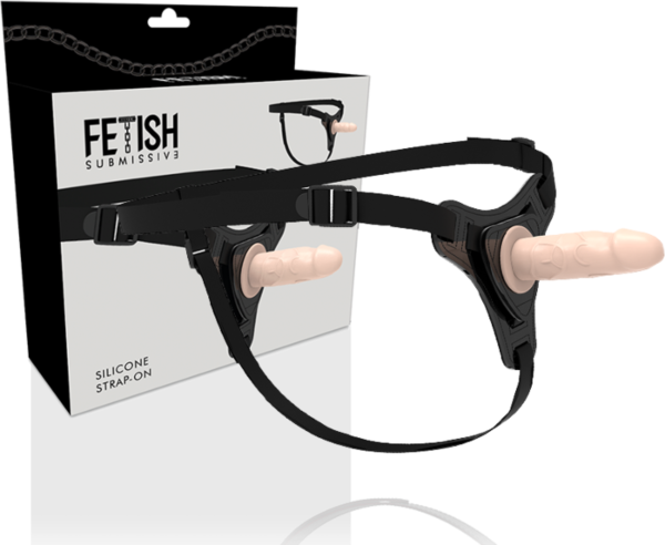 Fetish Submissive strap-on hám rugalmas övvel és kúpos végű szilikon résszel