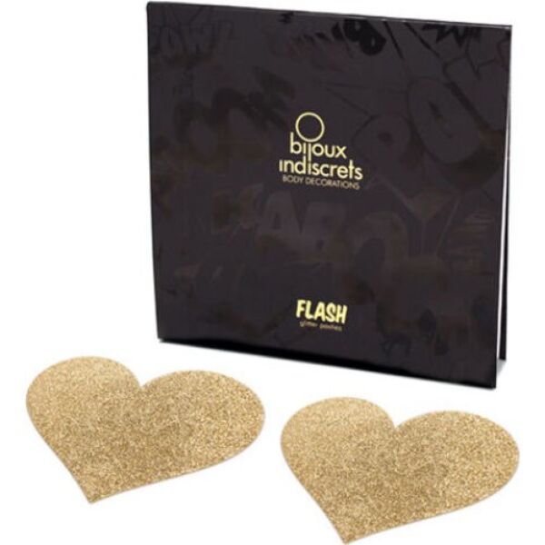 Bijoux Indiscrets Flash Heart szív alakú, csillogó mellbimbótapasz