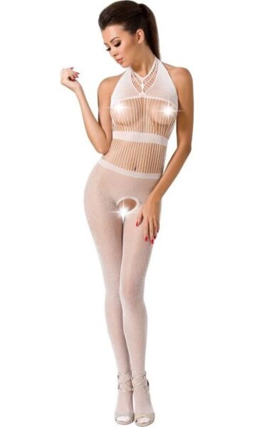 Passion BS048 hálós bodyharisnya csipkével és nyitott üleppel
