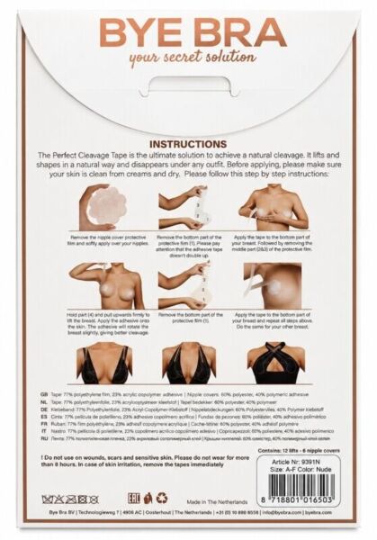 Bye Bra Perfect Cleavage öntapadó mellkasemelő szalagok mellbimbótapaszokkal