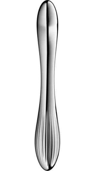 Satisfyer Pure Gravity 1 ezüst színű, rozsdamentes acél, ívelt és kétvégű dildó