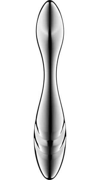 Satisfyer Pure Gravity 3 rozsdamentes acél dildó, ezüst színű, két véggel