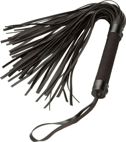 Fekete CalExotics Nocturnal Collection Flogger rojtos korbács csuklópánttal