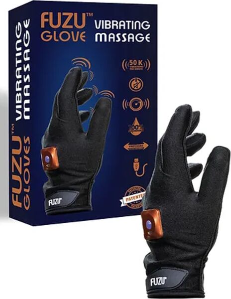 FUZU Vibrating Massage Glove vibráló masszázskesztyű, fekete színben