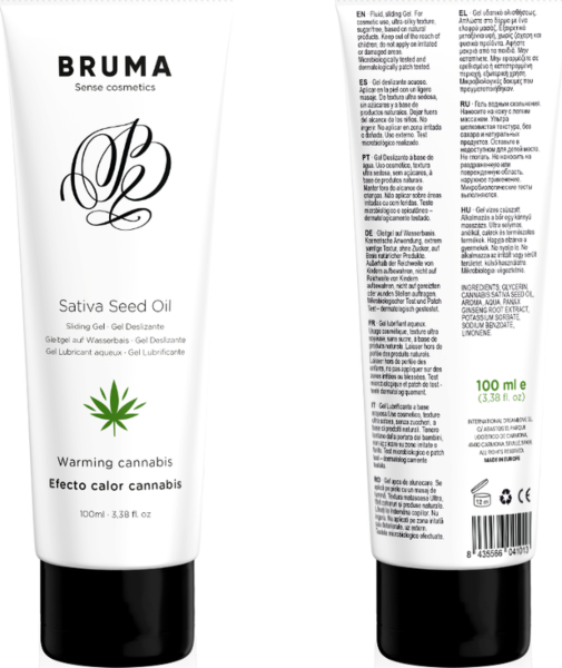 Bruma Cannabis síkosítógél kannabisz ízzel és melegítő hatással, 6 ml-es és 100 ml-es kiszerelésben