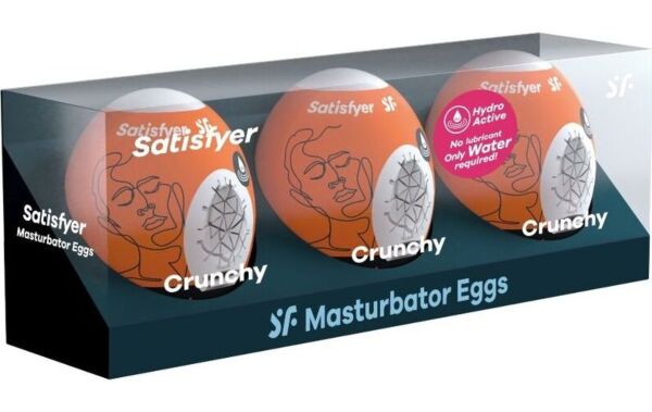 Három Satisfyer maszturbátor tojás: Naughty, Savage és Crunchy