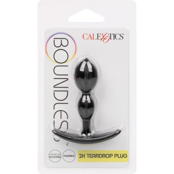 Fekete CalExotics Boundless 2x Teardrop Plug análdugó, cseppformájú, a talpán húzófüllel