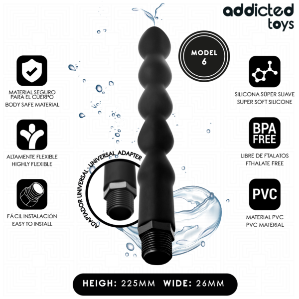 Addicted Toys Modelo 6 análzuhany univerzális adapterrel