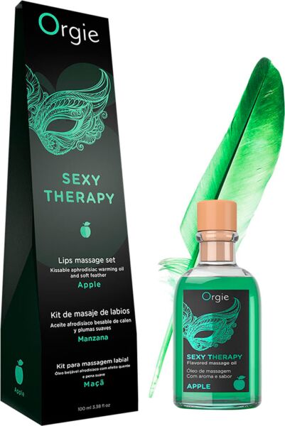 Orgie Lips Massage csókolható masszázsszett 100 ml-es olajjal, tollal és masszázsútmutatóval