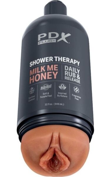 PDX Plus Shower Therapy Milk Me Honey maszturbátor samponosflakon formában