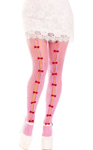 Leg Avenue Sweetheart Striped csíkos necc harisnyanadrág szívekkel és apró masnikkal