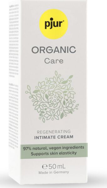 A pjur Organic Care 50 ml-es intim krém flakonja airless adagolóval