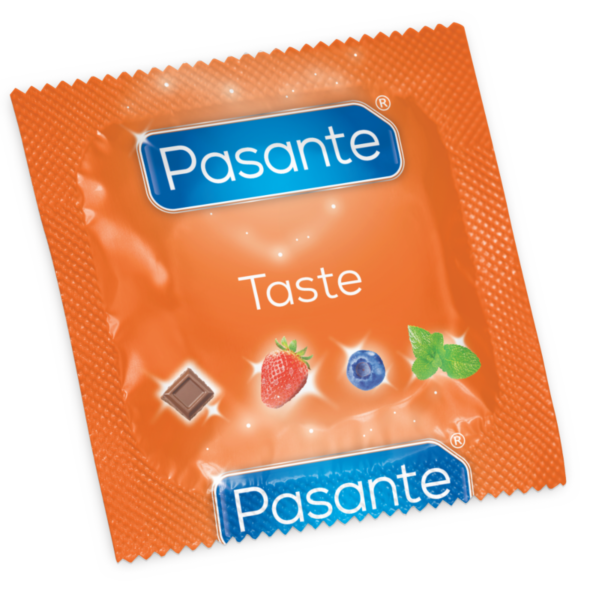 144 darabos doboz Pasante Taste ízesített óvszerrel