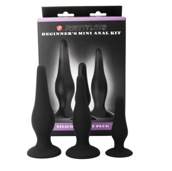 A Pretty Love Initiation Kit három análdugója kis, közepes és nagy méretben