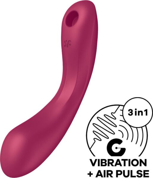 Satisfyer Curvy Trinity 1 léghullámos csiklóizgató és vibrátor, ívelt formával és a végén található szívófejjel