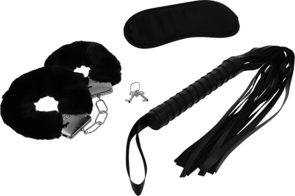 Intense Fetish bondage szett bilinccsel, szemmaszkkal és ostorral