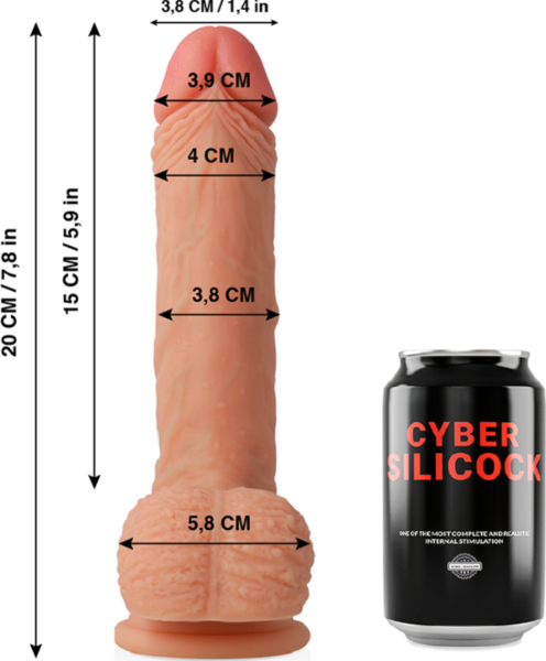 A 20 cm-es Cyber Silicock Freeman realisztikus dildó herékkel és tapadókoronggal