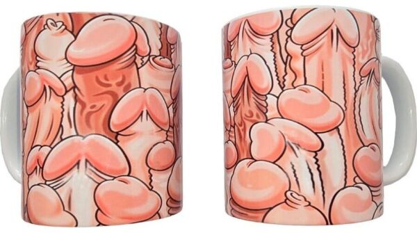 Diablo Picante Color Penis Mug kerámia péniszes bögre színes péniszrajzokkal és fehér füllel