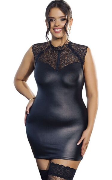 Subblime Black Lace Leather fekete csipkéből készült fehérneműruha bőr részletekkel