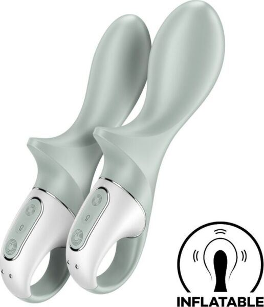 Zöld színű Satisfyer Air Pump Booty 3 felfújható anál vibrátor a fogantyúgyűrűjével