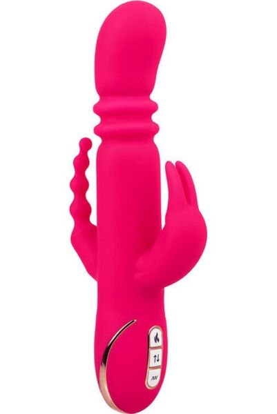 CalExotics Jack Rabbit Signature Triple Fantasy rabbit vibrátor rózsaszínben, szárral, fülekkel és farokkal