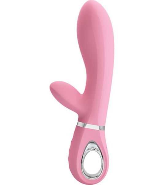 Púderrózsaszín Pretty Love Thomas rabbit vibrátor ívelt szárral és csiklóizgató karral