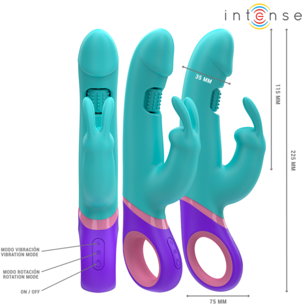 Kék Intense MONICA rabbit vibrátor forgó G-pont stimulátorral