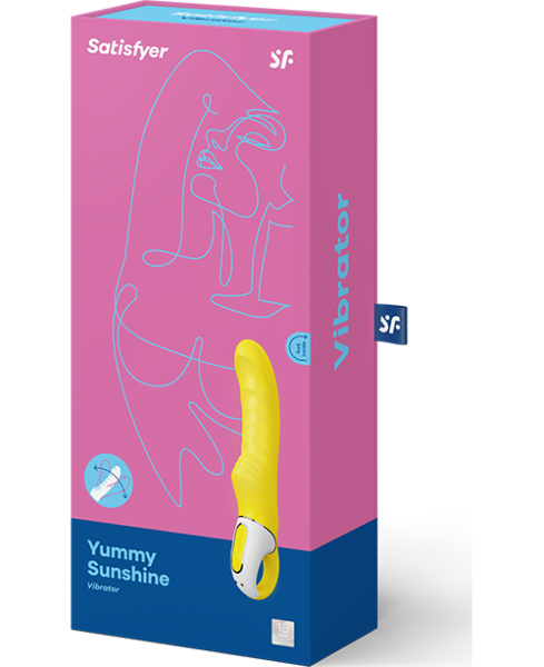 Satisfyer Yummy Sunshine G-pont vibrátor, sárga színű, íves, bordázott felülettel