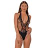 Teddy Lace Black csipke és bojt részletekkel