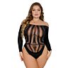 Bodysuit Lace Plus Size hossú ujjú áttetsző háttal