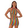 Szexi Lingerie Lace Rainbow Halter Neck Dress