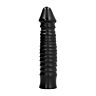 Dildo ALL BLACK 26 CM bordázott felülettel