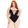 Teddy Leg Avenue Shredded Thong Bodysuit Plus Size
