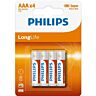 AAA Size Batteries Philips 4 Pack Long Life