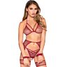 LEG AVENUE SETS 89362 piros, egyméretes harisnyatartós szett