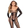 Bodystocking LEG AVENUE 89369 - Csipke és háló kombináció