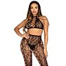 Crop Top és Crotchless Harisnya LEG AVENUE