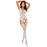 Bodystocking PASSION BS120 | Virágmintás dizájn és mély hátkivágás