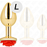 BDSM Anal Plug KINK PLUG GOLD ROSE RED SIZE L elegáns dizájnnal