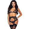 Spicy Lencería Leg Avenue SHINNY THREE PIECES SET M
