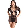 Ruha S Pleasures Lingerie Vestido mangas fekete