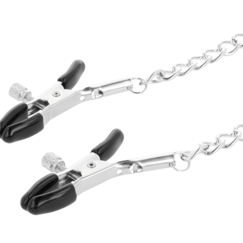 Bondage nyaklánc DARKNESS állítható mellbimbó csipeszekkel