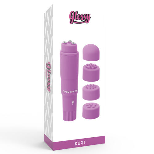Mini vibrátor Mini GLOSSY Pocket Kurt kicserélhető fejekkel