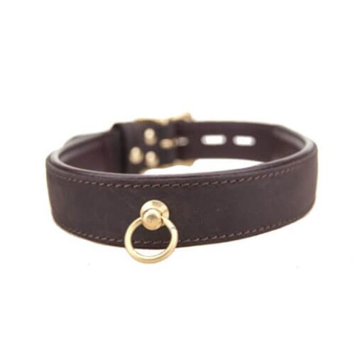 Bound Nubuck Leather Choker Korlátozó Nyakörv O-gyűrűvel